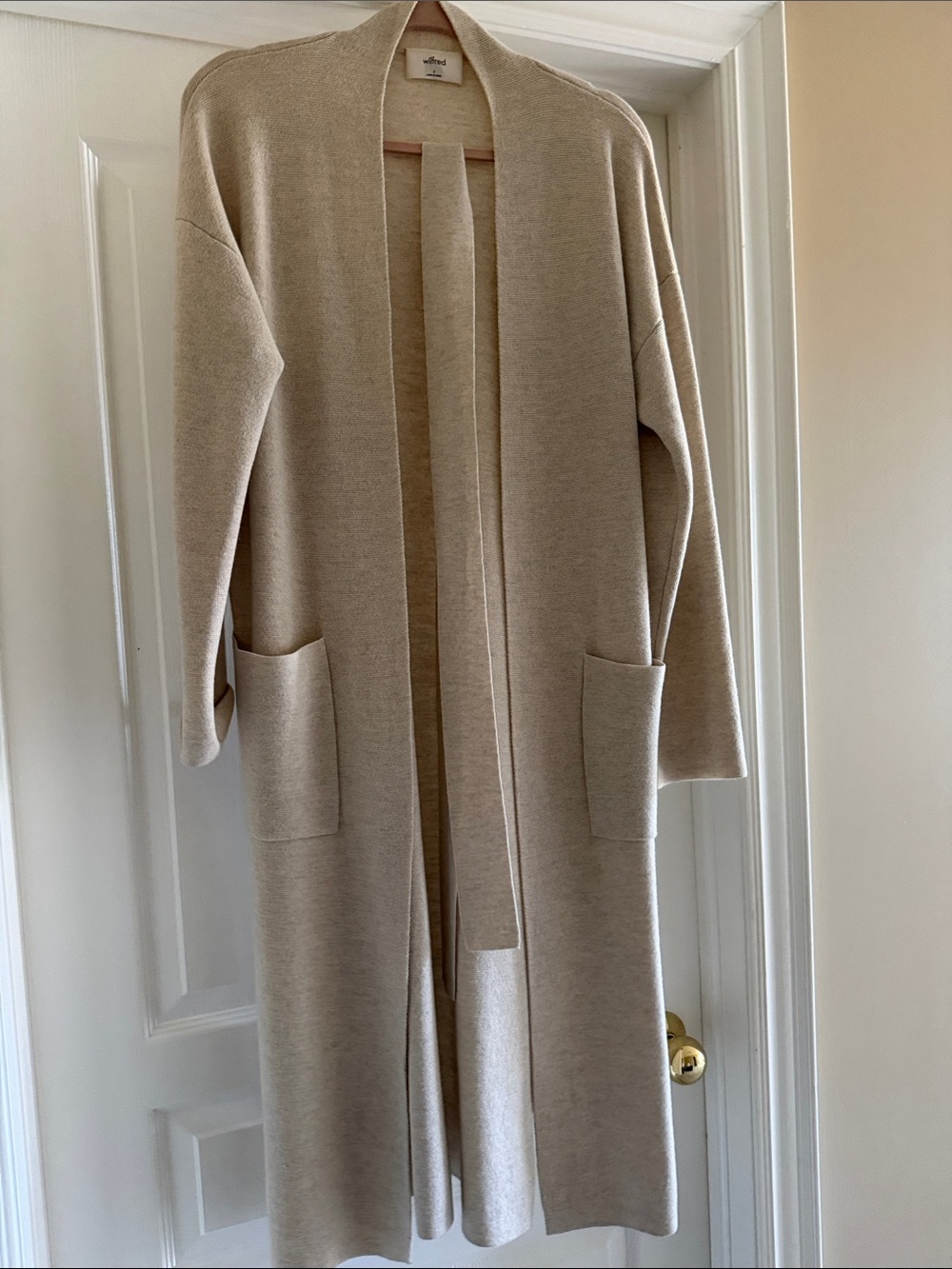 Wilfred Cream Open-Front Long Trench Coatigan